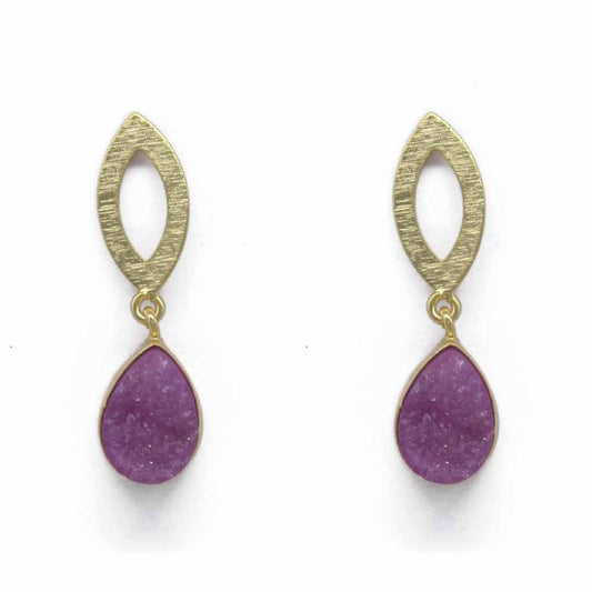 Gold Plated Earrings Cornalian Stones