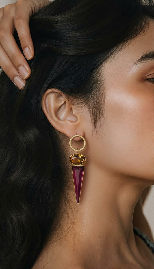 Serene Trio Multi-Gemstone Drop Earrings
