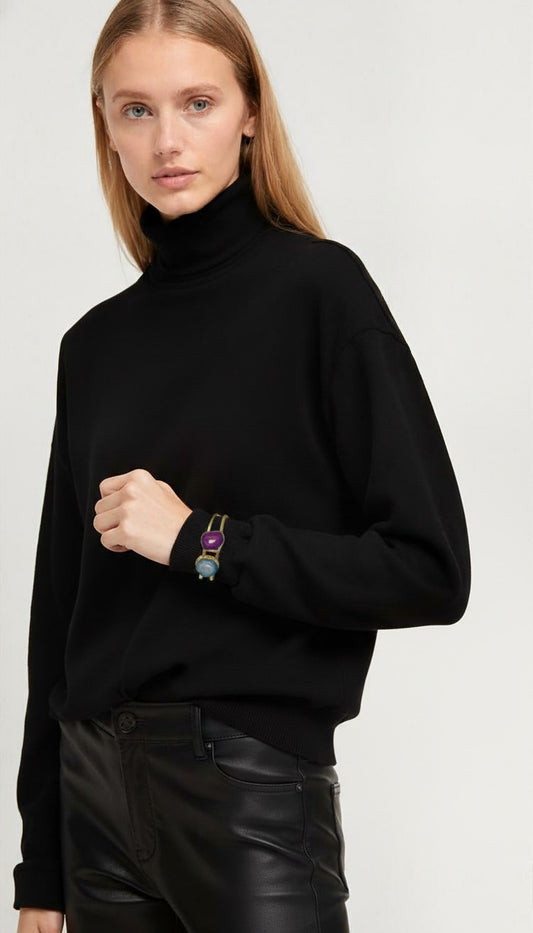 Earth & Ether | Dual-Tone Raw Agate Cuff Bracelet