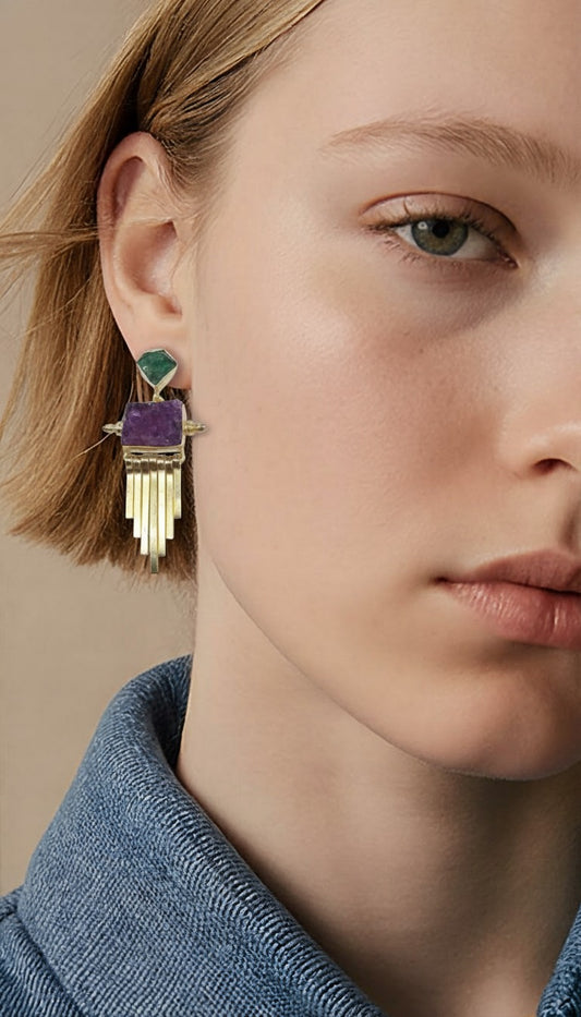 Amethyst Ombré | Triple Tiered Faceted Drop Earrings