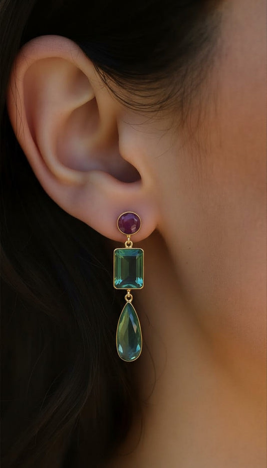 Midnight Amethyst | Druzy & Silver Tassel Statement Earrings