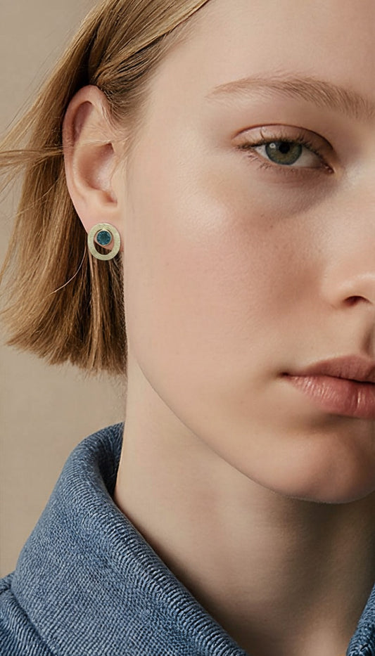 Azure Stellar Wreath | Teal Apatite & Sunburst Artisan Drops