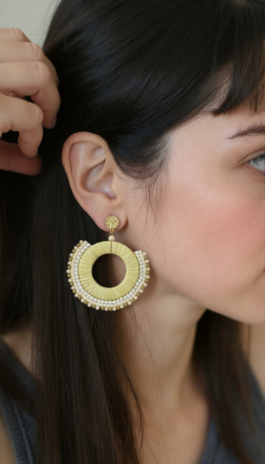 Solana Hand-Wrapped Beaded Statement Hoops