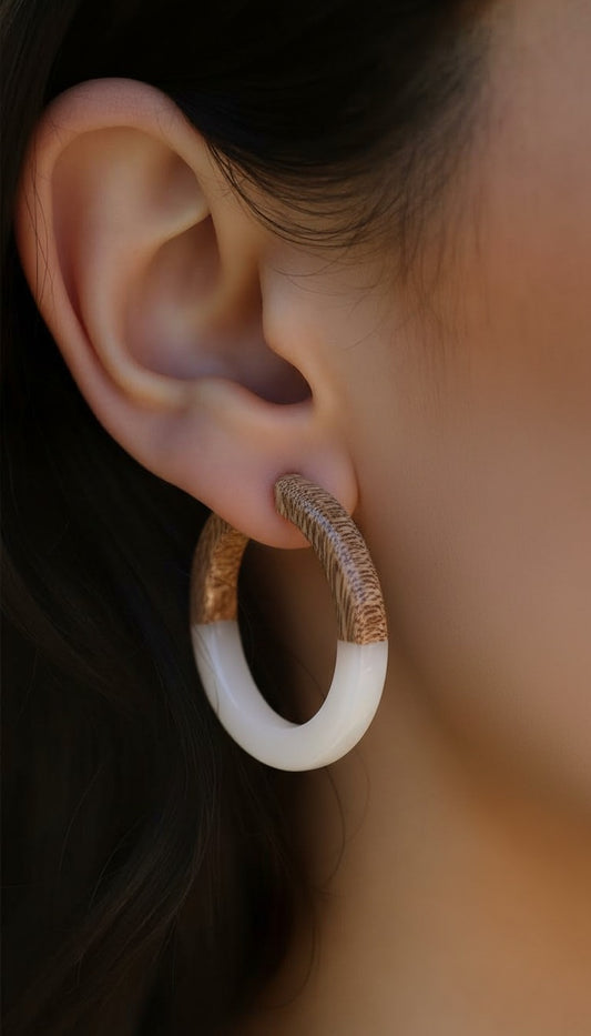 Mara Two-Tone Wood & Resin Hoops