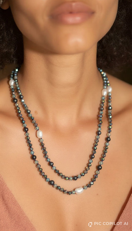 The Aurora Multi-Way Necklace | Baroque Pearls & Iridescent Crystal