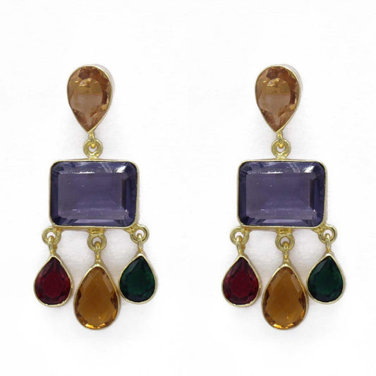 Gold Plated Earrings Cornalian Stones