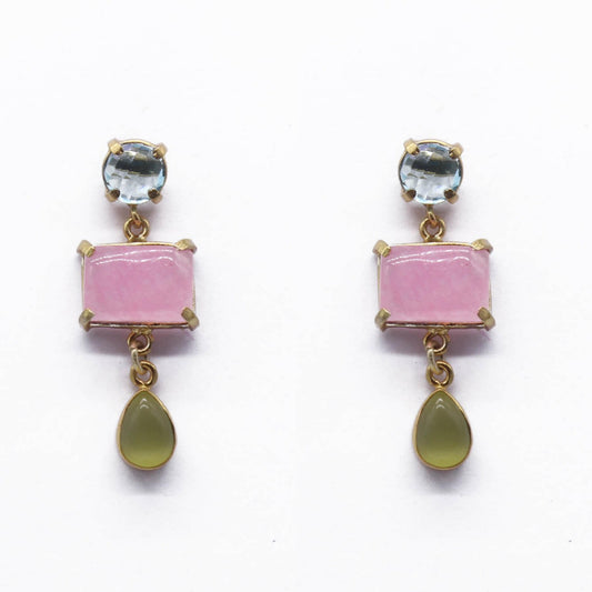 Gold Plated Earrings Cornalian Stones