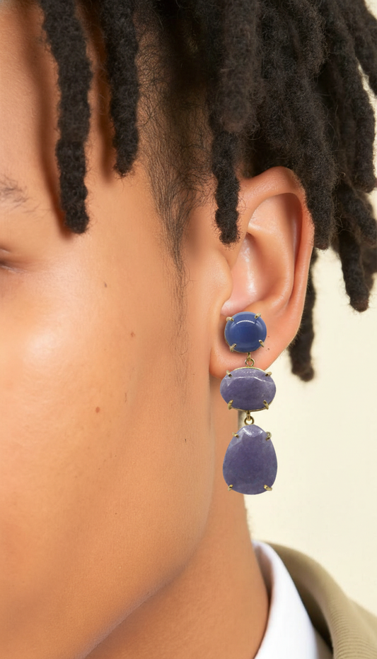 Celestial Tonal Drop Earrings – Indigo, Lavender, and Royal Violet