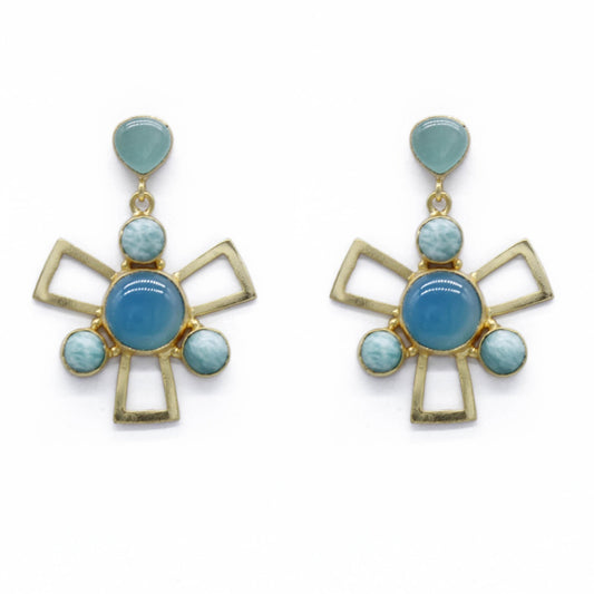 Gold Plated Earrings Cornalian Stones