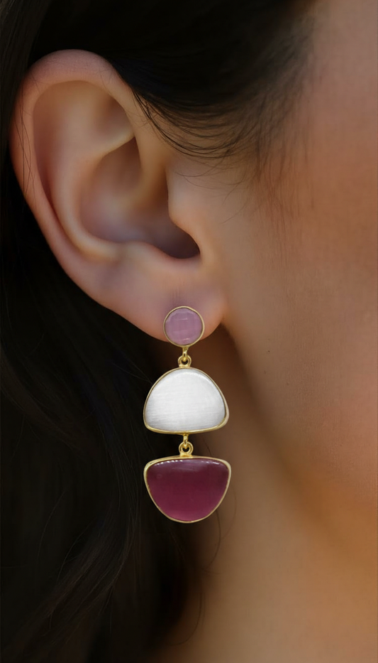 Blush & Moonstone Mosaic Tiered Drops