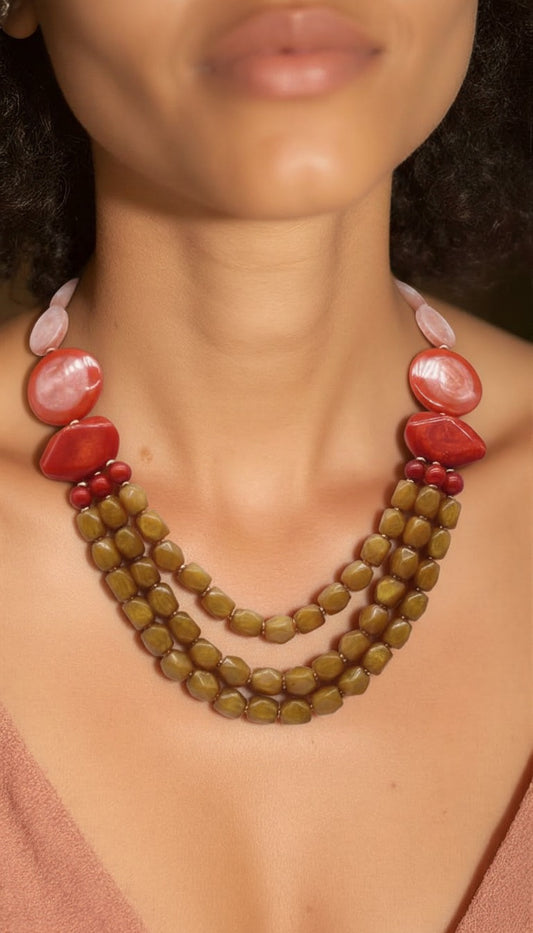 Autumn Radiance Multi-Strand Resin Necklace