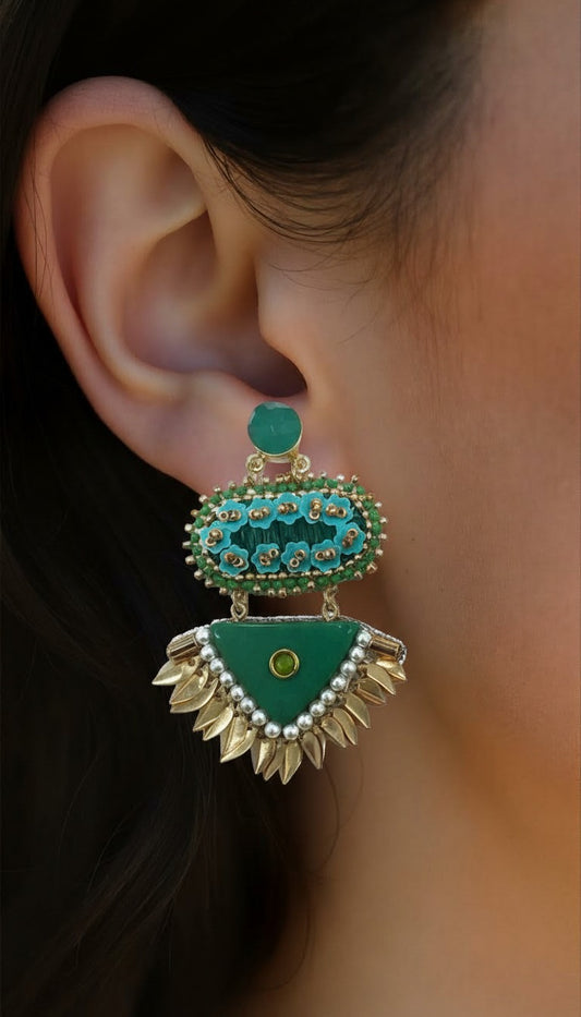 Regency Totem | Triple Gemstone & Seed Pearl Statement Drops