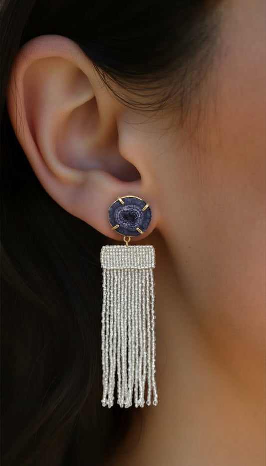 Sea-Foam Serenity | Hammered Gold & Mint Gemstone Teardrop Earrings