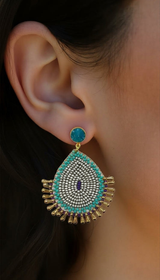 Nightshade Tassel | Hand-Strung Metallic Fringe & Druzy Statement Earrings