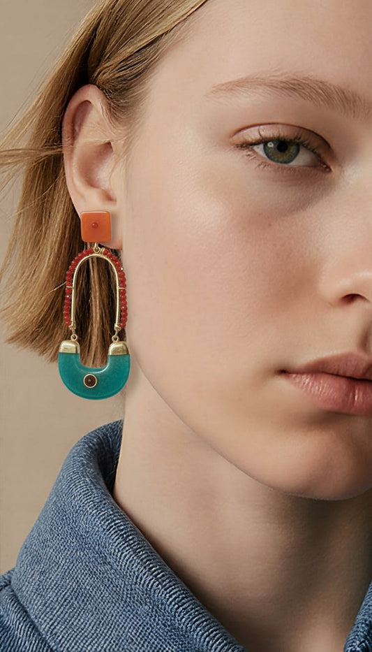 The Boho-Geometric Tiered Drop Earrings