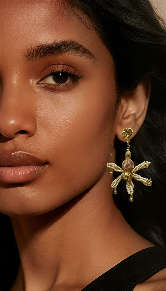 The Astraea Pearl Starburst Drop Earrings