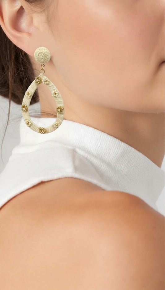 The Ischia Pearl & Raffia-Style Teardrop Earrings
