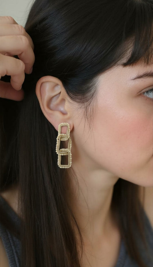 Gilded Link Geometric Drop Earrings