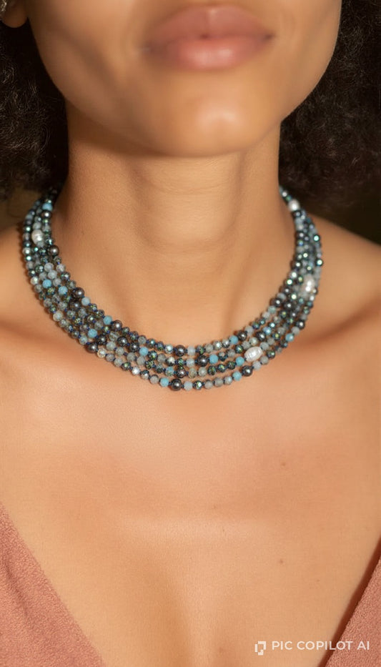 The Aurora Multi-Way Necklace | Baroque Pearls & Iridescent Crystal