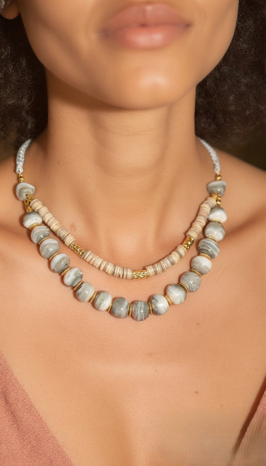 The Gaia Layered Beaded Necklace – Earth & Stone