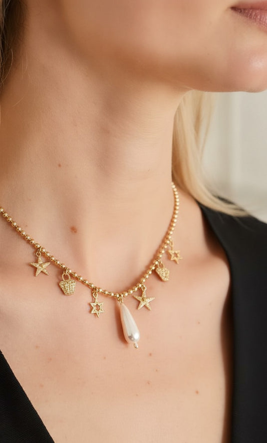 Celestial Pearl Charm Necklace | Where Elegance Meets Whimsy ✨